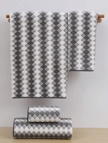 3条装珊瑚绒超柔软不掉毛浴巾/面巾，浴室柔软吸水条纹洗脸巾或浴巾，沙滩巾，浴室用品，适用于浴室、酒店、健身房、旅行、礼品、沙龙、运动、户外、海滩、学校、返校季、旅行配件、家居必需品、毛巾、护肤 - 灰色 - 查看 2