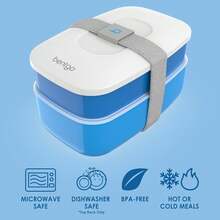 Stackable 3 Compartment Lunch Box With Utensil Set Ideal For Meal Prep Blue - 藍色 - 查看 3