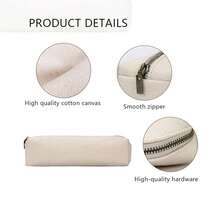 Canvas Pencil Case Stationery Bag Pencil Case Storage Cosmetic Bag (Black, S) - 黑色的 - 查看 4