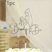 1/3/6件装金色/银色亚克力新娘手捧鲜花蛋糕装饰摆件，适用于婚礼派对蛋糕装饰