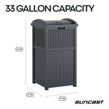 CYPNSuncast - Papelera de mimbre de 33 galones con tapa de cierre  y construccion resistente a la intemperie para patio gris ciberespacio fabricado en los Estados UnidosFashion - Ciberespacio gris - Ver 5