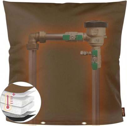 Upgraded Backflow Preventer Cover Aluminum Foil (5℉) - 24"W X 24"H Industrial 600D Winter Sprinkler Valve Covers For Outside, Anti-UV Winter-Freeze Water Well Pump Cover, Brown