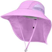 Sombrero de sol para niños, UPF50+, para verano, playa, juego, protección solar, con solapa para el cuello, para niñas y niños de 5 a 14 años - como en la foto - Ver 2