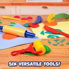 CYPNREADY 2 LEARN Herramientas de masa - Juego de 6 - Artes y manualidades para niños - Herramientas de escultura para enrollar cortar moldear y aplanar - Suministros de arte para cerámica y masaFashion - como en la foto - Ver 3