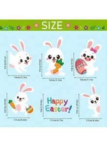 137pcs/9sheets Easter Cartoon Rabbit & Egg Static Cling Window Stickers, Double-Sided Colorful Egg Rabbit Chick Flower Glass Window Decals, Reusable, Holiday Shop Window Decor, Home Decoration, Party Supplies - Multicolor - View 6