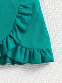 2pcs/Set Girls' Fashion Letter Print Outfit - Green - View 5