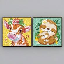 1 Set Cartoon Animal Diamond Painting Kit, Sparkling Diamond Mosaic Art Set, DIY Room Decor Diamond Painting, Kids Holiday Craft Supplies, Includes Canvas, Diamond Bags, Tools, Size 6.69in*6.69in, Suitable For Home Wall & Desk Decor, Kids Party Favors, Holiday & Festival Gifts For Friends - Multicolor - View 8