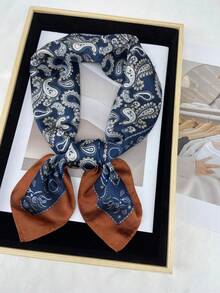 1pc Men's Vintage Small Square Scarf, Suit Pocket Square, Neckerchief, Casual Headscarf, Paisley Pattern - Multicolor - View 5