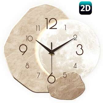 2D Modern Minimalist Silent Wall Clock, High-End Decorative Clock, Seamless Asymmetrical Shape, Suitable For Bedroom, Dining Room, Living Room, Office, Sofa Background, Mother's Day, New Year, Valentine's Day, Wedding Decor, Friend's Birthday Gift, Battery-Free