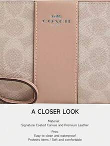 Coach Women's Classic Letter Pattern PVC Wallet Wristlet Clutch, Small Size, With Zipper - Pink - View 4
