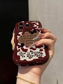 豹纹印花新款平纹印花奶油质感酒红色软壳，兼容 17/17 Pro Max/ 16/ 16 Pro/ 16 Pro Max/ 15/XR/7P/8P/P12 Pro Max/P13 Pro Max/P14 Pro Max/P13/P14/P11/P12/P14，可爱时尚加厚手机壳，保护套适用于XS/S/XS Max/78GES2 - 彩色 - 查看 2