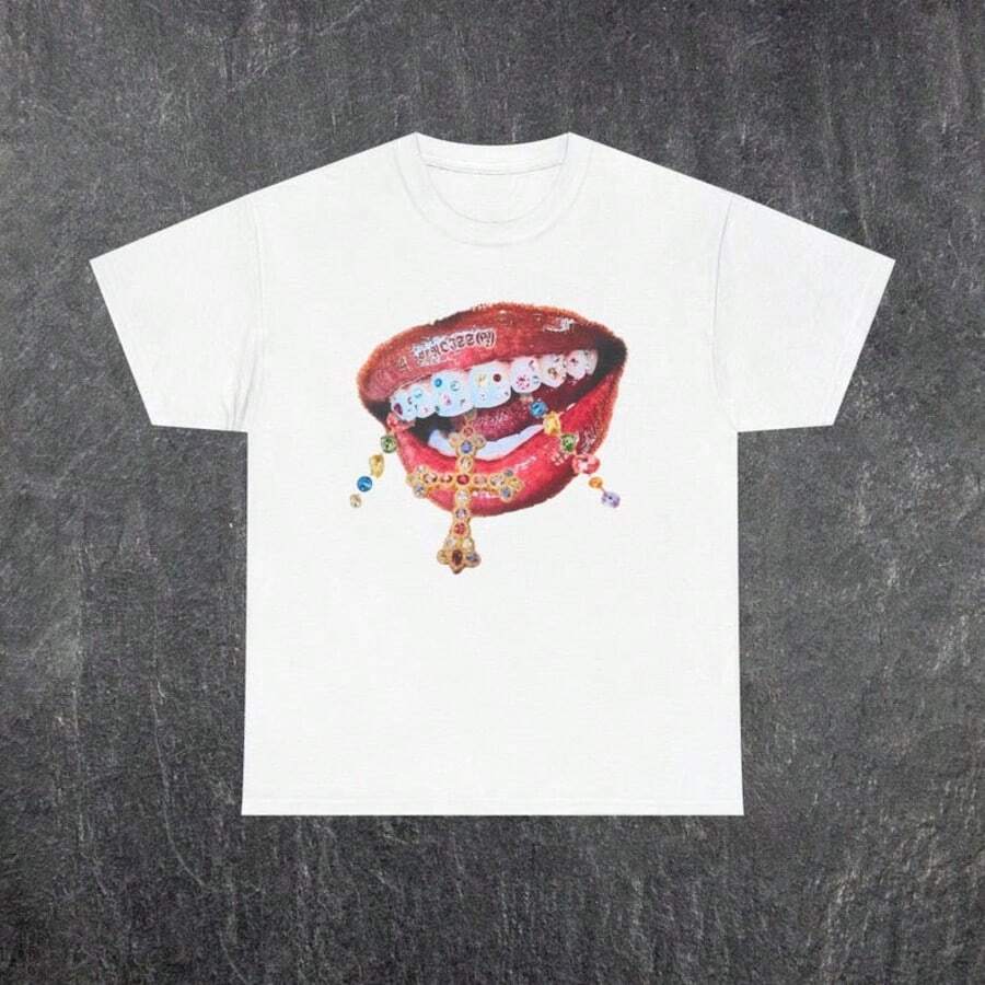Diamond Teeth Cross Tee - White - View 1