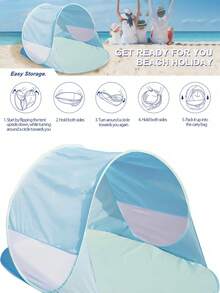 1个装速开沙滩帐篷 - 防紫外线遮阳篷，轻便沙滩凉亭，户外探险遮阳棚 - 30秒快速搭建 - 沙滩家庭必备 - 音乐节露营装备 - 后院遮阳 - 体育赛事遮阳 - 应急防晒