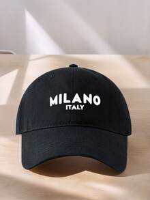 1顶男女通用时尚“米兰”印花棒球帽 - 可调节老爹帽和棒球帽 - 男女通用休闲Y2K情侣帽，适合户外运动、旅行和跑步（多种颜色可选） - 棒球帽 - 查看 13