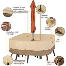 Classic Accessories Veranda - Juego de Mesa y Silla Cuadrada Resistente Agua de 66 Pulgadas con Agujero para Paraguas, Cubierta de Mesa para Exteriores(default) - Multicolor - Ver 6