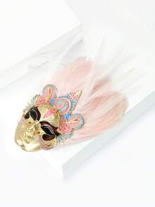 Feather Masked Lady Brooches - Figure Pins For Women Casual Party Jewelry Accessories / Friends Gifts Badges Decoration - Masked Girl - View 6