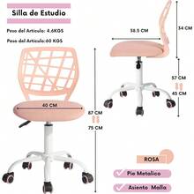 CYPNGOMYHOME Silla de Estudio Ajustable - Silla de Computadora para Teenager y Adulto Unisex Rosa ClaroFadhion - Rosa claro - Ver 3