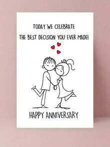 1PC Sentimental Anniversary Greeting Card For Spouse Or Partner - "Today We Celebrate The Best Decision You Ever Made" Romantic And Uplifting Greeting Card For Husband, Wife, Boyfriend Or Girlfriend | Perfect For Valentine's Day Surprises, Wedding Anniversaries, Engagement Celebrations, Vow Renewals - Multicolor - View 6