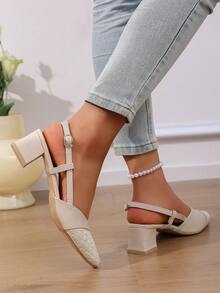 Sandalias con tacón para adolescentes - Beis - Ver 4