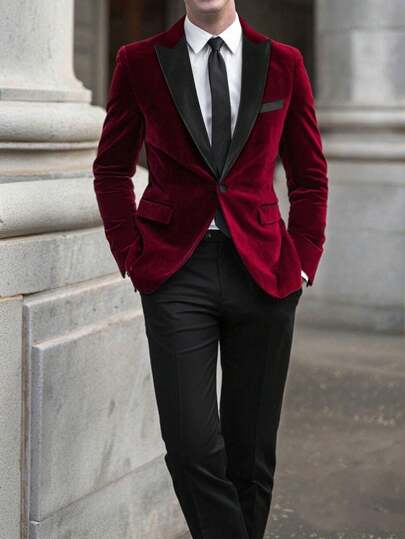 Italian-British Style Velvet Suit, Men's Wedding/Banquet Formal Wear, Gentleman Stylish Blazer Jacket + Pants