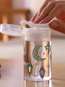 150毫升/200毫升/300毫升美甲按压瓶，透明按压瓶，粉色蝴蝶结图案，酒精卸甲油收纳瓶，大容量可重复使用卸妆瓶，卸甲油，按压头，空丙酮化妆品容器旅行瓶按压头，宿舍和浴室必备化妆配件 - 彩色 - 查看 5