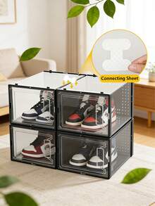 vexelfox Shoe Boxes 12 Pack Shoe Storage Box Clear Plastic Stackable Shoe Organizer For Closet Toy Storage Organizer Bins For Entryway, Closet, Under Bed, Black - màu đen - Xem 4