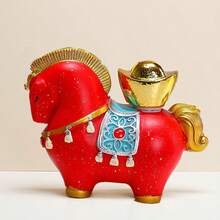 1pc New Chinese National Treasure Red Horse Home Decor, High-End Niche Office Desk Ornament, Handcrafted, Original Design Auspicious "Horse Arrives" Mascot, Wealth Decoration, Housewarming Gift, Flaming Red Horse Sculpture Desk Decor, Creative Gift For Leaders, Colleagues And Friends, Zodiac Year Lucky Ornament, Study Room Decoration, Exquisite Resin Craftsmanship, Meaning Success And Career Prosperity - Multicolor - View 12