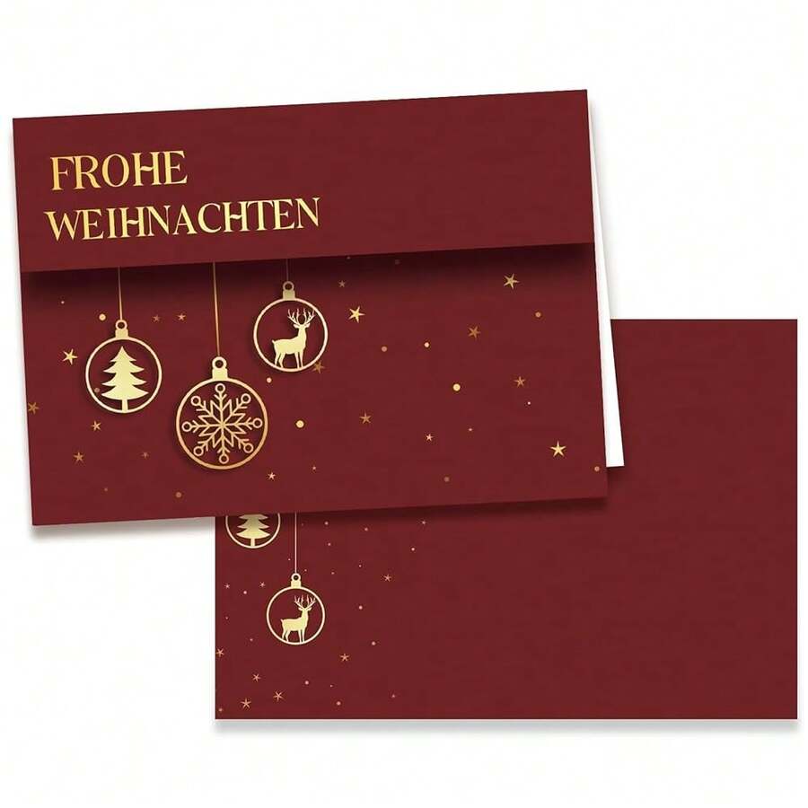 Weihnachtskarten mit Umschlag 12er Set, Christmas Cards, Weihnachtspostkarten A6 Klappkarten, Weihnachtsgrußkarten ür deine Weihnachtsgruß, Postkarten Weihnachten Karte mit Umschlägen, Merry Christmas - Verrotten - Übersicht 1