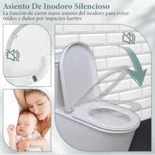 CYPNAsiento para Inodoro de Cierre Lento y Silencioso Asiento para WC Universal PP Tapa de Inodoro Redondo Económico para Retrete Toilet Seat Residencial Acolchado de Sanitario para Baño 36 * 46cmFashion - 219747203 - Ver 4