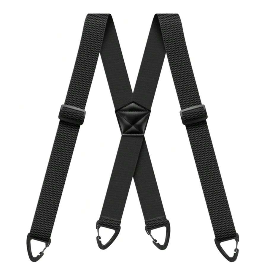 Tirantes ocultos para hombres Tirantes de trabajo ajustables elásticos de 1,6 de ancho resistentes con 4 tirantes en la espalda en X con 4 bucles a presión para pantalones AOUQ - Rojo - Ver 1