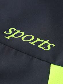 Men's Spring Autumn Neon Green Contrast Panel Sports Jacket - Blue - View 5