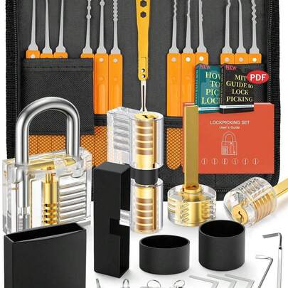 Locksmith Supplies - Transparent Lock Practice Set With Instructions - Tools - 30pcs Lock Practice Kit