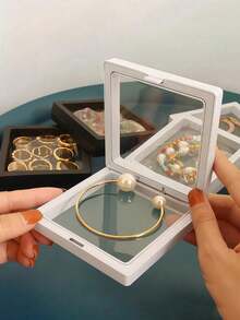 10pcs Black 3D Floating Display Cases - Anti-Oxidation & Dustproof Jewelry Boxes For Earrings, Necklaces, Coins & Pins - Transparent Plastic Organizer With Hinged Lids