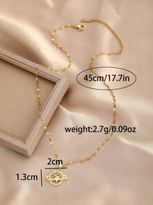 1pc Elegant And Charming Personalized Copper Set Zirconia Moon Star Pendant Necklace Children's Necklace Girl Birthday Gift Valentine's Day Jewelry Beach Vacation Jewelry Accessories - Gold - View 5