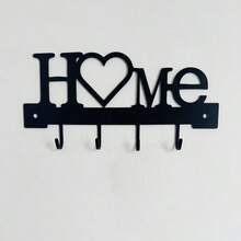 1pc HOME Key Holder Wall Mount Entryway Organizer Rack With Hooks, No Drilling Required, Home Decor For Living Room