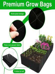 Black Multi-Pocket Planting Bag, Breathable Non-Rotting Root, Balcony Yard Vegetable Flower Planting Trough, Reusable Non-Woven Fabric Planting Box For Home Gardening, Large Capacity Planting Trough, Movable Rectangular Planting Bag, Home Vegetable Garden Planting Trough, Multiple Sizes Available, High-Raised Vegetable Garden Planting Bed, Vegetable Planting Bag, Large Garden Felt Bag, Reusable Large Capacity Potato Planting Container - Black - View 6