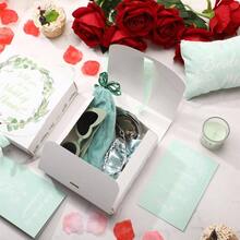 88 Pcs Bridesmaid Proposal Gifts Bridesmaid Box Set Maid Of Include Box Candle Invited Cards Scrunchies Hair Elastics Ties Knotted Bracelets Pens Blue - 綠色 + 現代 - 查看 8