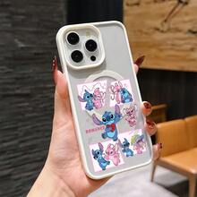 This Disney Lilo & Stitch Phone Case, Featuring Stitch And Angel Cartoon Characters, Boasts A Cute And Playful Design, A Simple And Stylish Appearance, And A Smooth And Comfortable Feel. It Features A Magnetic Back, Camera Protection, A Transparent And Fashionable Back Panel, And Reinforced Corners For Effective Drop Protection, Making It An Ideal Choice For Young People. This Phone Case Is Compatible With IPhone 17/16/15/14/13/...12/11/XR/XS/X Series And SamsungGalaxy S22, S23, S24, And S25 Series Phones. It's The Perfect Gift For Friends And Family. - Black - View 8