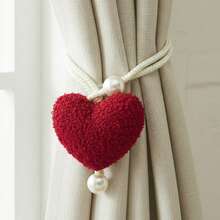 Heart Curtain Tiebacks Decorative Fleece Heart Curtain Ties Rope Curtain Holdbacks For Home Decorations - B - View 2