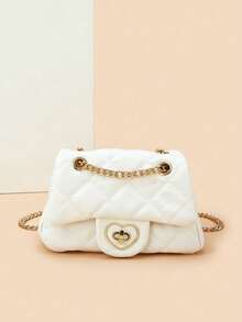 1件装女童/儿童菱形绗缝刺绣斜挎包兼钱包，金属链，理想礼物 - 彩色 - 查看 7