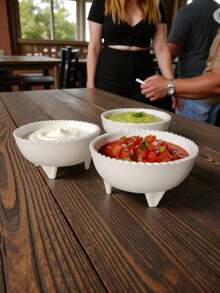 12 salseras de plástico blanco tipo molcajete reutilizable para eventos y negocios. contenedor de salsas - Blanco - Ver 2