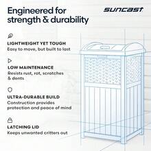 CYPNSuncast - Papelera de mimbre de 33 galones con tapa de cierre  y construccion resistente a la intemperie para patio gris ciberespacio fabricado en los Estados UnidosFashion - Ciberespacio gris - Ver 8