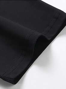 Men Casual Summer Short Sleeve T-Shirt Black And White Printed Letter Pattern Lightweight Breathable Fabric Regular Fit Crew Neck Top Comfortable And Snug Design For Casual Attire Warm Weather Clothing Soft Texture Adult Apparel - Black - View 7