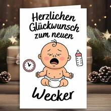 1pc Humorous Greeting Card With Envelope - "Crying Baby & Clock" Design, Clean White Scene, Perfect For New Parents, Ideal For Lighthearted Baby Shower Moments, Baby Greeting Card|Playful New Parent Theme Card|Paper Greeting Card - Multicolor - View 10