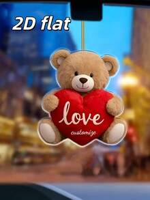 【定制款】情人节泰迪熊爱心钥匙扣吊坠，汽车装饰，家居装饰 - 情人节、周年纪念礼物 - 无需电源，浪漫设计，外观可爱，派对装饰，耐用钥匙圈，情侣礼物，亚克力材质，适合送给女友/妻子/丈夫/妈妈 - 可爱的泰迪熊挂件 - 彩色 - 查看 4