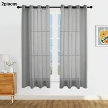 1/2 tấm rèm voan bán trong suốt/Nhiều kích cỡ/Khoen kim loại/Thích hợp trang trí cửa sổ phòng khách/Vải voan mỏng nhẹ, thanh lịch/Rèm bán trong suốt phòng ngủ/Rèm bán trong suốt có khoen khóa trên/Rèm cửa sổ trang trí kiểu nhà nông thôn/Rèm nhỏ cho nhà bếp và phòng ăn - Màu Xám nhạt - Xem 16