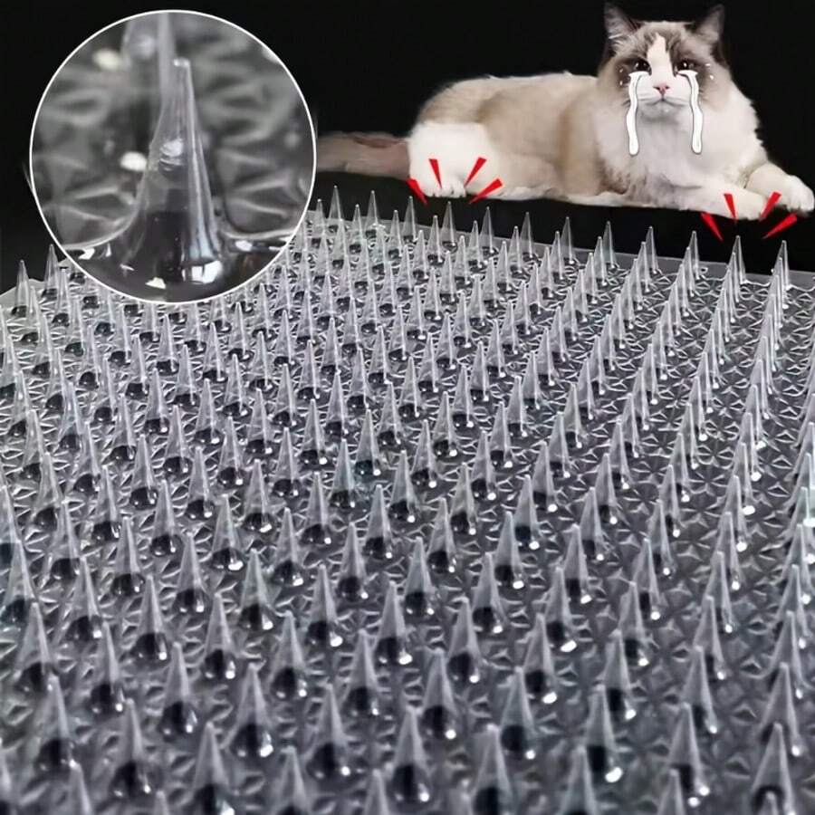 Plastic Transparent Anti-Cat Spikes, Durable Plastic Suitable For Indoor/Outdoor Balcony Sofa To Prevent Cat Invasion, Anti-Cat Protection, Thorny Surface, Transparent Mat, Long-Lasting Durable, Sturdy Structure, Pet Barrier, Deterrent Spikes, Apartment Living - 2 Piece Pack - View 1