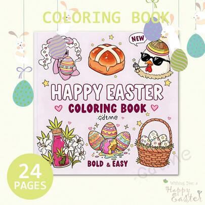 GDTME 趣味复活节彩蛋：成人减压返校涂色书 - 一本以色彩缤纷的彩蛋主题线条画为特色的成人涂色书，是复活节、情人节、闺蜜节和返校季的理想礼物。
