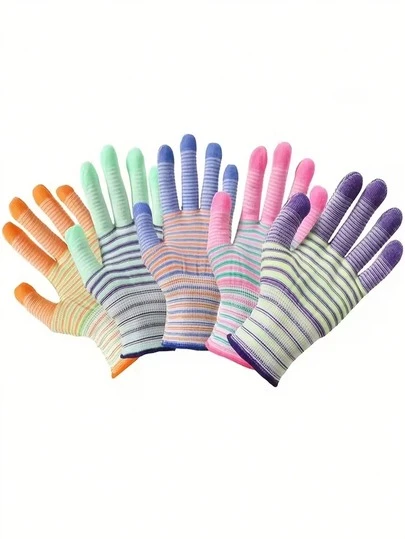 2/5/10pcs Zebra Striped Gloves, Comfortable Breathable Anti-Slip Wear-Resistant Anti-Static With Elastic, Durable Fit For Small & Large Hands, Suitable For Labor, Cleaning, Gardening Activities Such As Digging, Planting, Weeding, Seeding, Unisex, Reduce Fatigue, Protect Your Hands During Work, Random Color