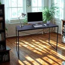 EKE Escritorio Diseño Industrial para Computadora o Laptop Minimalista Ideal Home Office Recamara o Juvenil Fácil Armado con Estructura Resistente Negro - Versión negra - Ver 2